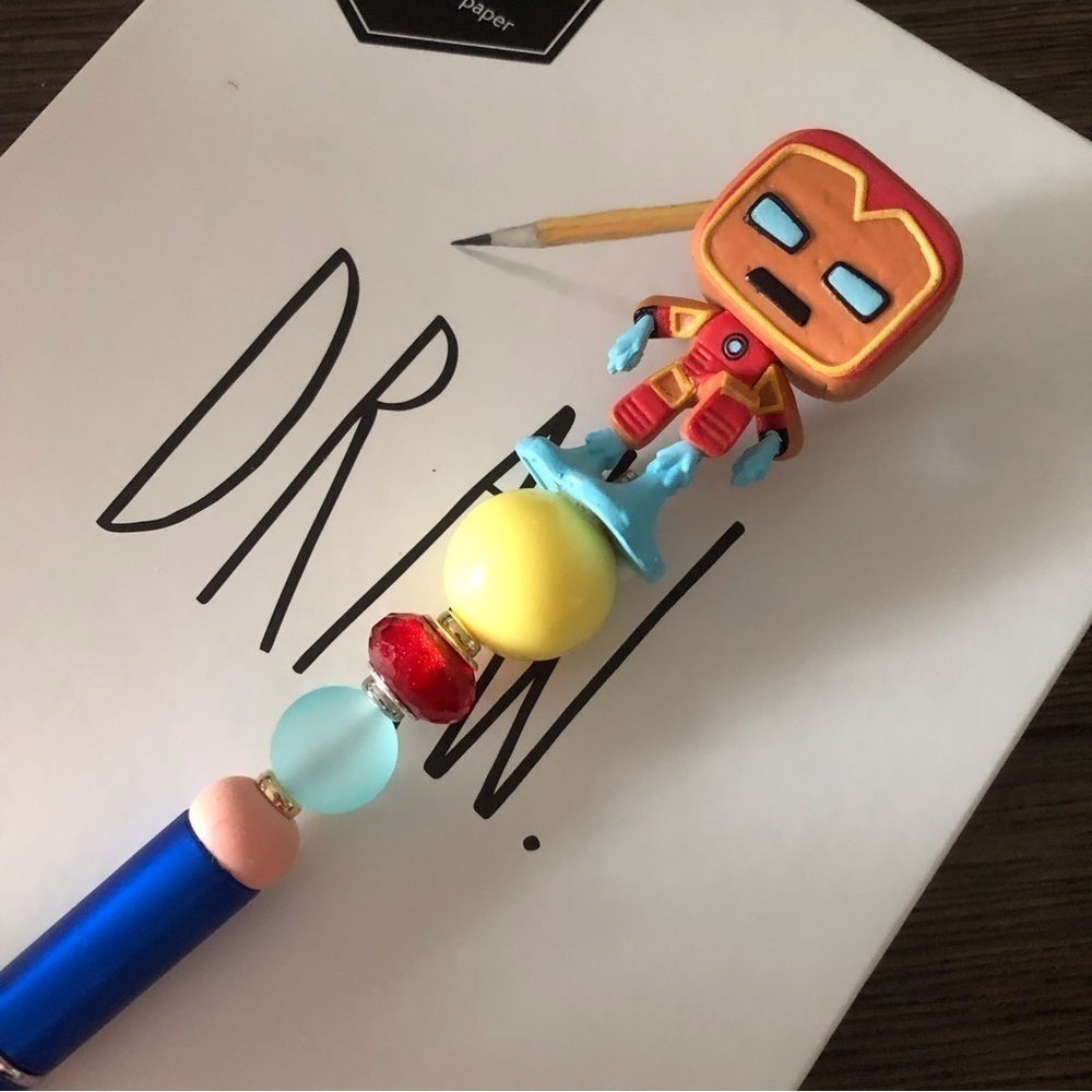 Marvel Gingerbread man handmade beaded pen: Ironman